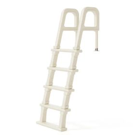 Heavy Duty In-Pool Ladder, Swimming Pool Step Pool Stairs For Above-ground Pools, Adjustable From 47in To 54in, White