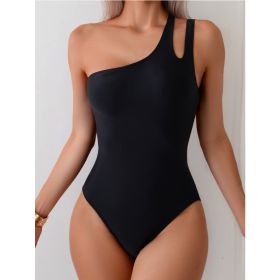 Women's Swim Beach One Shoulder Hollow Out One-Piece Swimsuit Beachwear Bathing Suit (Option: M)